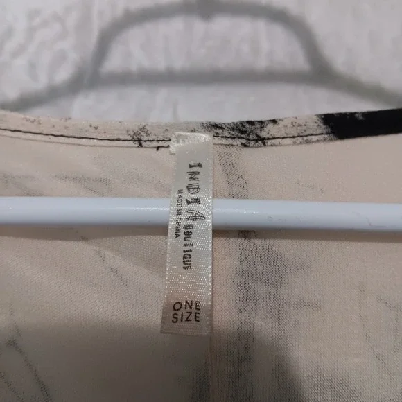 Abstract Black White Boxy Boho Lagenlook Artsy Lightweight‎ Lined Maxi Dress OS - Picture 4 of 13